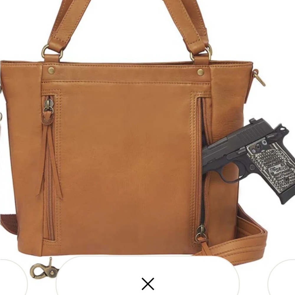 Boho Tan Shoulder Bag with Concealed Carry - Picture 4 of 10